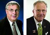 On Tuesday, Senate Majority Leader David 'Chip' Brightbill (left) and Senate President Pro Tempore Bob Jubelirer became the first Pennsylvania legislative leaders ousted since 1964.